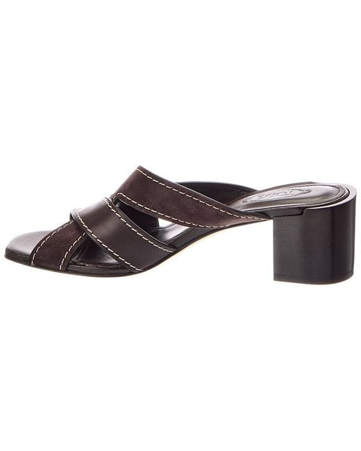 Tod's Brown Leather & Suede Sandal