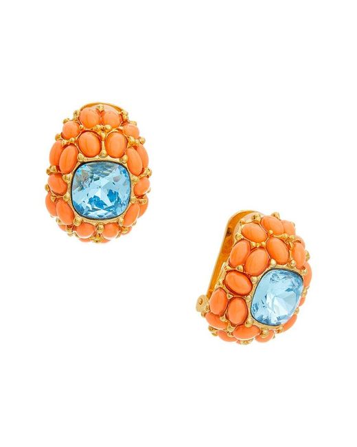Kenneth Jay Lane Orange Cluster Earrings