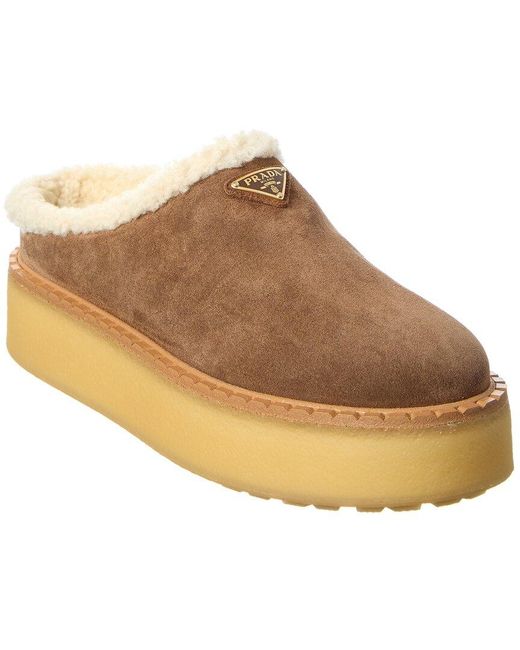 Prada Brown Suede Slipper