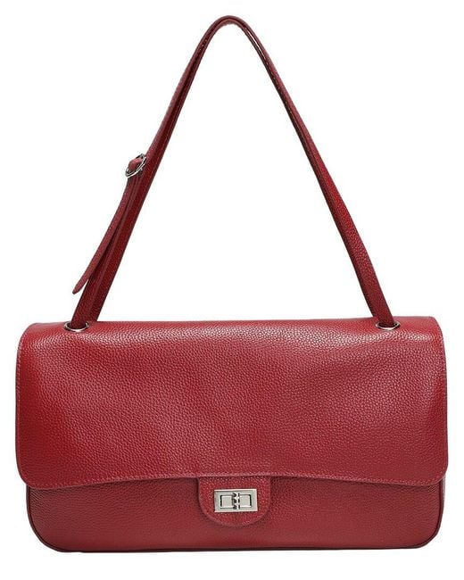 Tiffany & Fred Paris Red 33Cm Leather Flap Tote