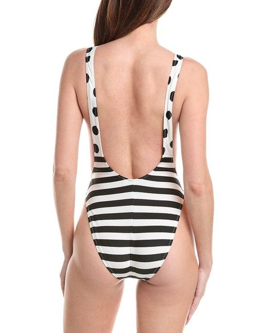Norma Kamali White Spliced Marissa One-Piece