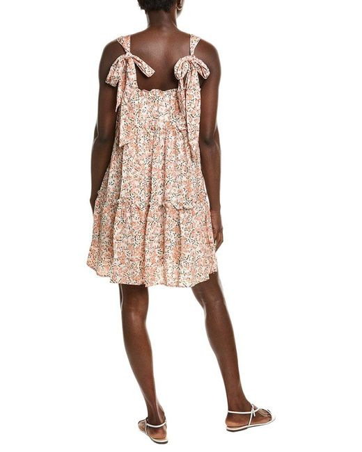 IPPONELLI Natural Tie Shoulder Mini Dress