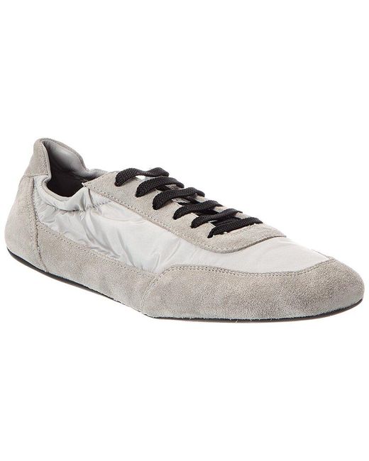 Prada White Collapse Nylon & Suede Sneaker