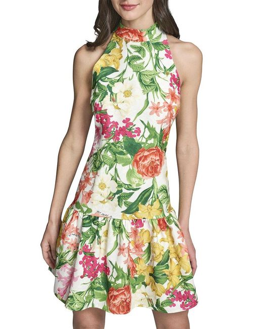 Karl Lagerfeld Green Printed Floral Ottoman Dress