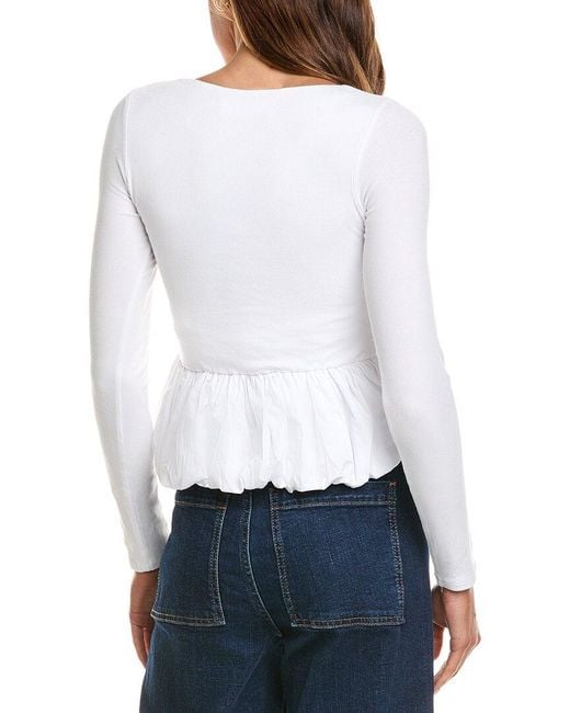 Astr White The Label Bubble Peplum Top
