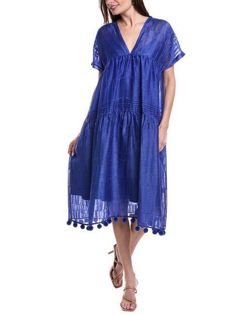 Lafayette 148 New York Blue Ernst Linen-blend Dress