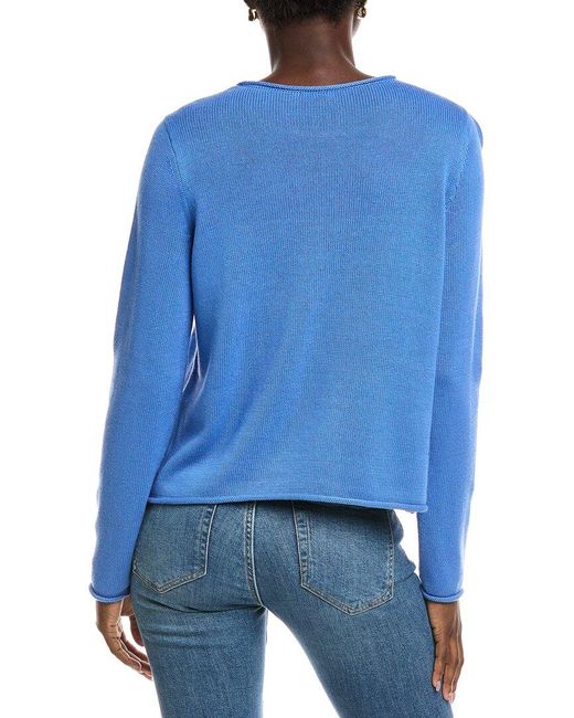 Eileen Fisher Blue Jewel Neck Sweater