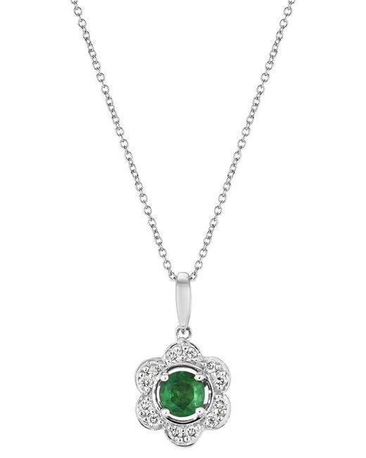 Le Vian Metallic Le Vian Center Stone 14K 0.39 Ct. Tw. Diamond & Emerald Pendant Necklace