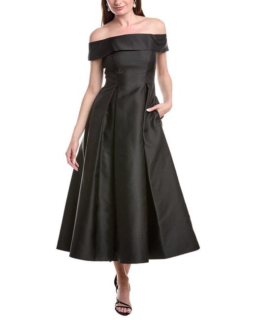 Adrianna Papell Black Off Shoulder Mikado Dress