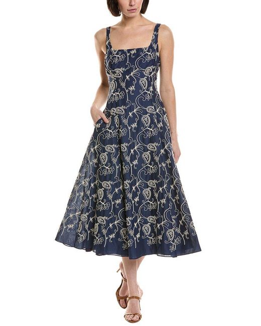 Julia Jordan Blue Embroidered Midi Dress