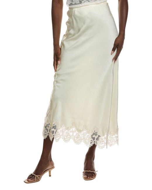 Bardot Natural Elisan Lace Satin Midi Skirt