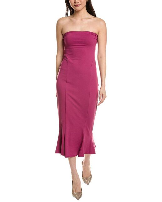 Susana Monaco Purple Tube Trumpet Midi Dress