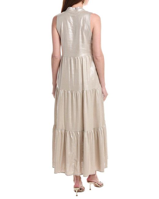 Vince Camuto Natural Linen-Blend Ruffle Maxi Dress