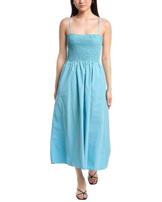 Nation Ltd Blue Sibelle Smocked Midi Dress