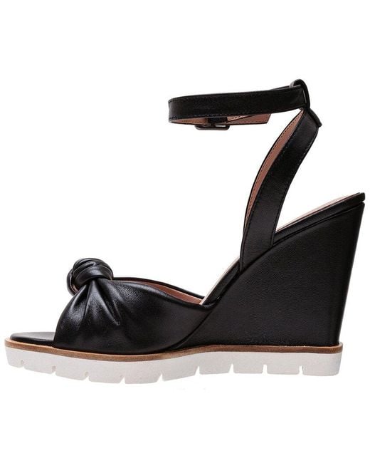 Linea Paolo Black Eliana-L Leather Wedge Sandal