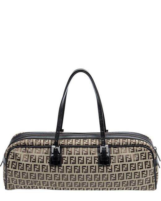Fendi Black Zucchino-Print Canvas East/West Bag (Authentic Pre-Owned)