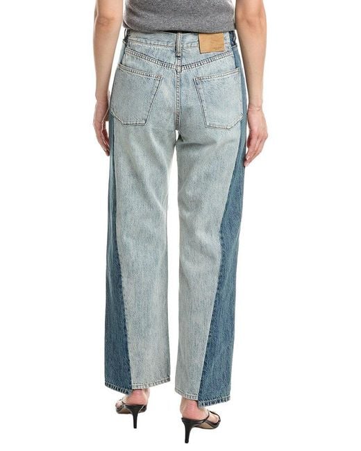 Rag & Bone Blue Shea High-Rise York Spliced Ankle Straight Jean