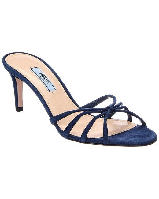 Prada Blue 65 Suede Mule
