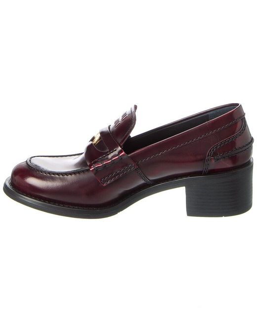 Miu Miu Brown Logo Leather Loafer