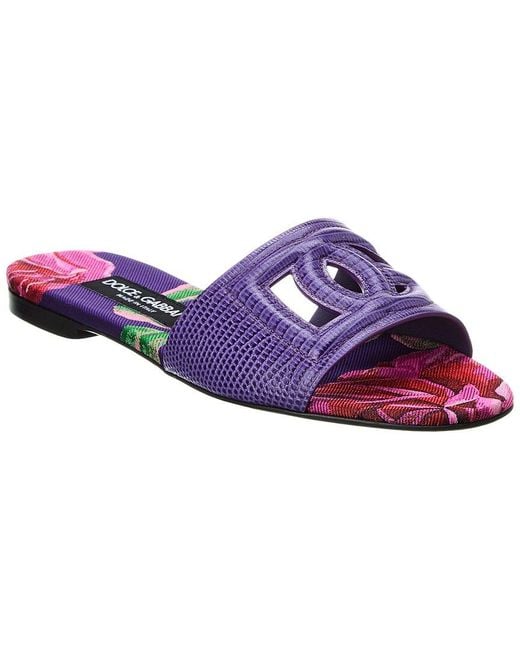 Dolce & Gabbana Purple Dg Logo Leather Sandal