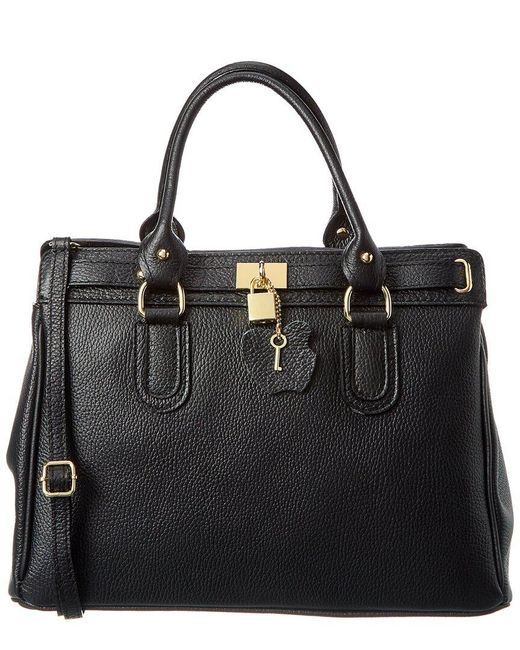 Italian Leather Black Satchel