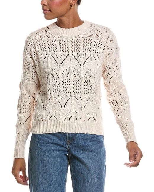 Autumn Cashmere White Boxy Pointelle Crewneck Sweater