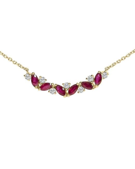 Haus of Brilliance Metallic 14K Diamond & Station Necklace