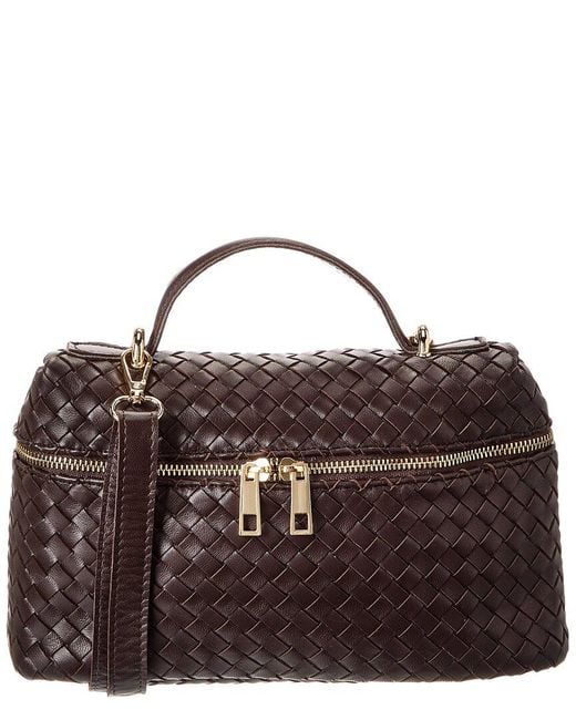 Isabella Rossetti Brown Quinn Hand-woven Leather Crossbody