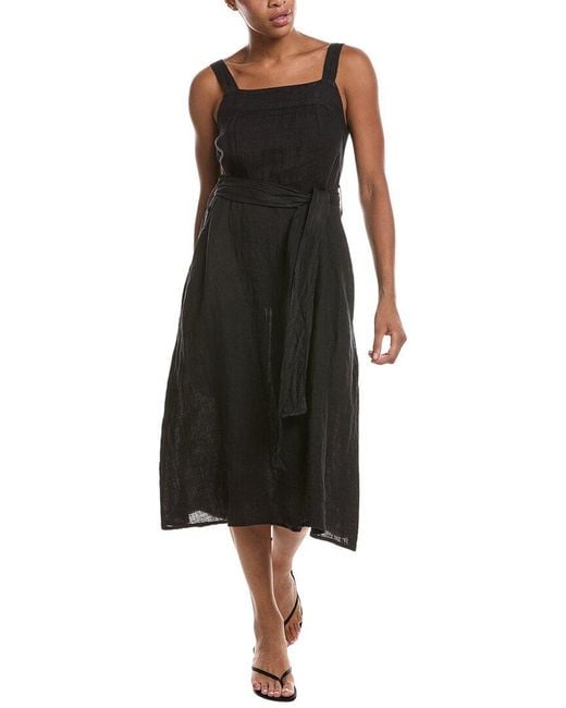 Persaman New York Black Linen Midi Dress