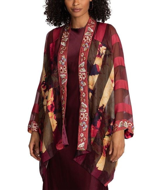 Johnny Was Red Ferly Silk-Blend Jacket