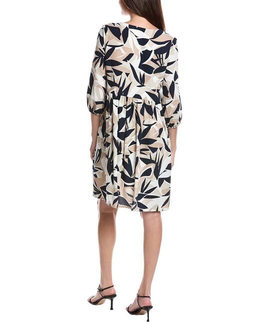 Joseph Ribkoff White Ruffle Hem Shift Dress
