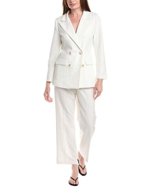 Pascale La Mode White 2Pc Jacket & Pant Suit