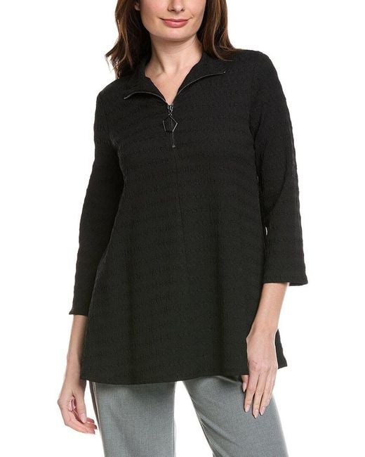 Joseph Ribkoff Black 3/4-Sleeve 1/-Zip Tunic