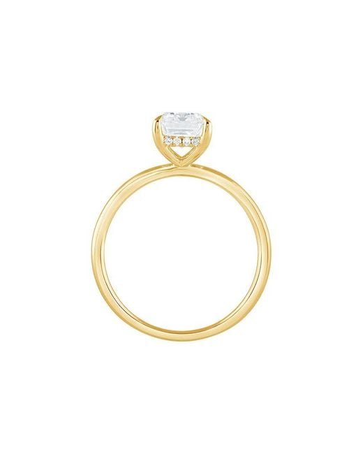 Lab Grown Diamonds Metallic 14K 2.00 Ct. Tw. Lab-Grown Diamond Hidden Halo Engagement Ring