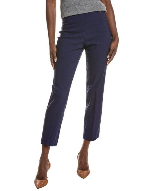 Jones New York Blue Pull-On Wide Waistband Straight Ankle Pant