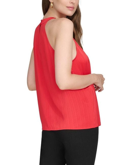 Halston Heritage Red Pleated Halter Top