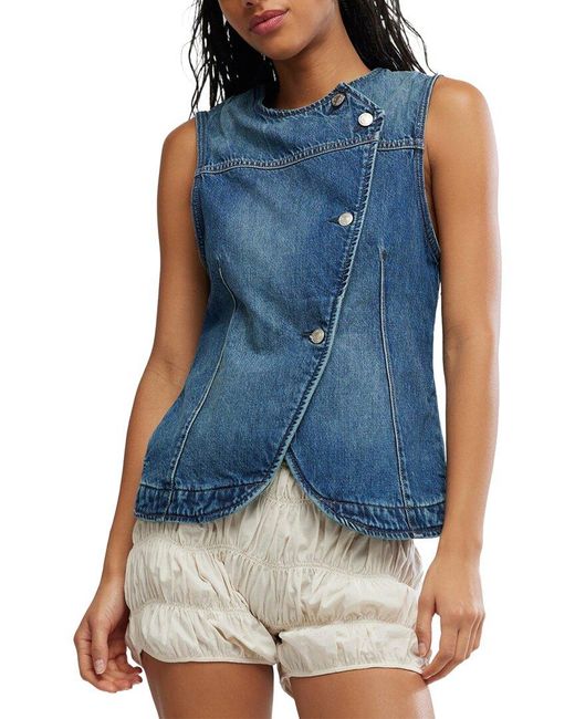 Free People Blue Maris Denim Vest