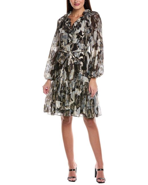 Kobi Halperin Black Jenson Print Silk-Blend Dress