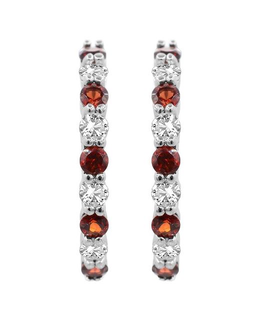Lab Grown Gemstones White 0.60 Ct. Tw. Lab-Grown Garnet Hoop Earrings