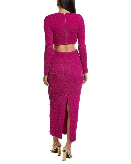 PATBO Pink Jacquard Maxi Dress
