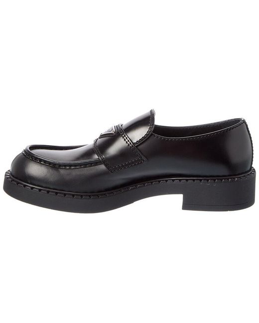 Prada Black Brushed Leather Loafer for men