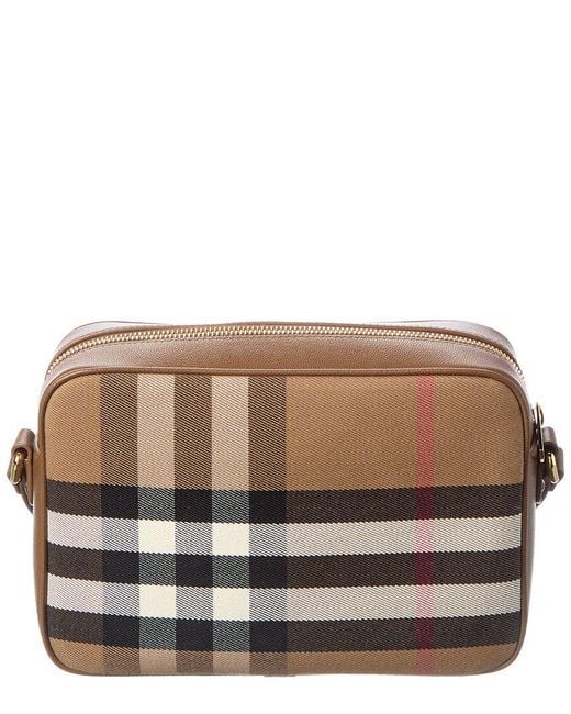 Burberry Brown Check Canvas & Leather Shoulder Bag