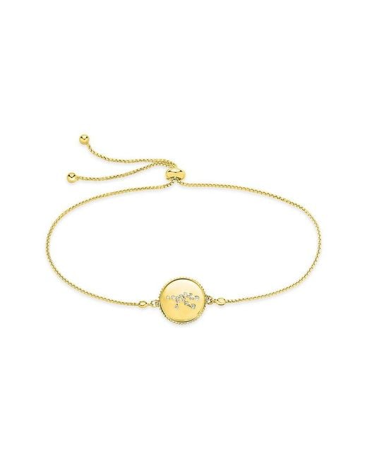 Sterling Forever Metallic 14k Over Silver Cz Virgo Disc Bolo Bracelet