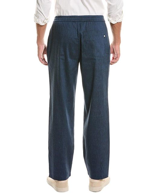 Ted Baker Blue Linen-Blend Straight Leg Pant for men