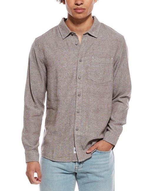 Vintage Summer Gray Long Sleeve Linen-Blend Shirt for men