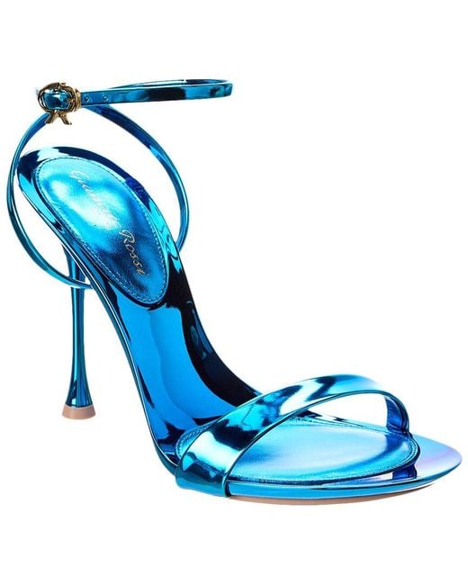 Gianvito Rossi Blue Spice Ribbon 95 Leather Sandal
