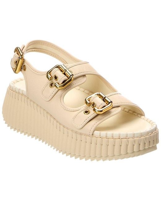 Chloé Natural Nama Leather Wedge Sandal