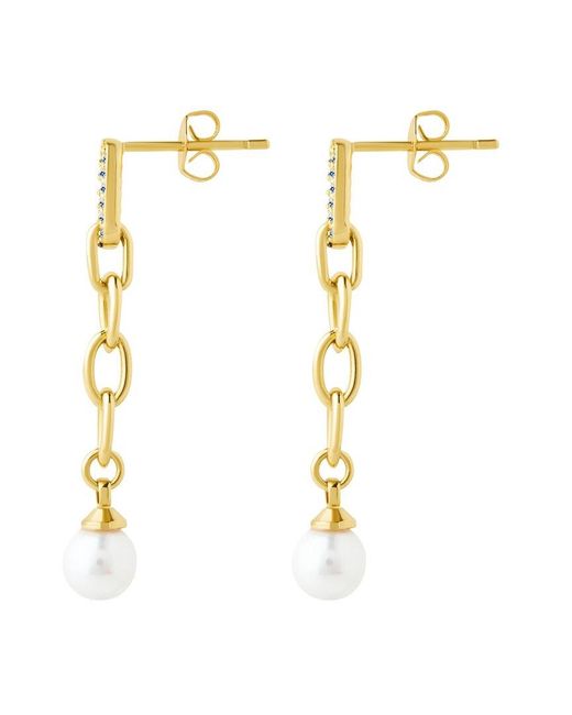 Sterling Forever Metallic 14K Plated Cz Daphne Chain Drop Stud Earrings
