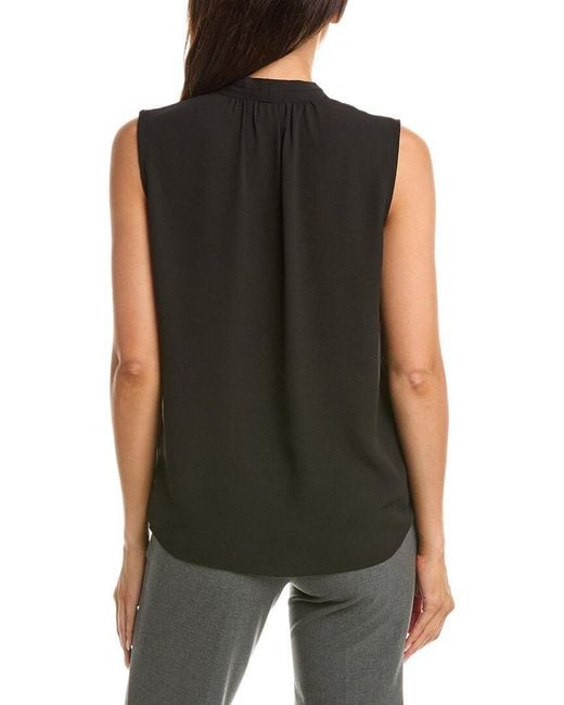 Tahari Black Pleated Shoulder Blouse