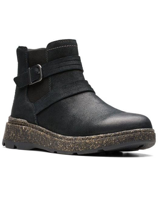 Clarks Black Noralyn Strap Suede Bootie